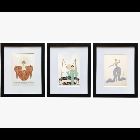 Erte Ladies Set of 3 Framed Prints